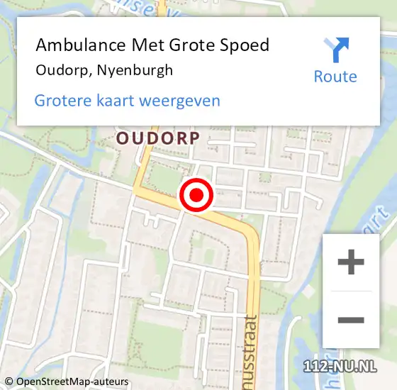 Locatie op kaart van de 112 melding: Ambulance Met Grote Spoed Naar Oudorp, Nyenburgh op 28 mei 2022 19:39