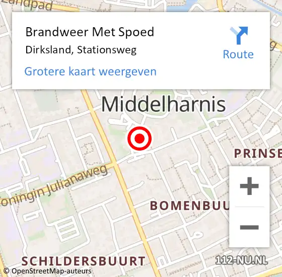 Locatie op kaart van de 112 melding: Brandweer Met Spoed Naar Dirksland, Stationsweg op 28 mei 2022 19:42