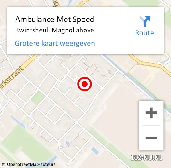 Locatie op kaart van de 112 melding: Ambulance Met Spoed Naar Kwintsheul, Magnoliahove op 28 mei 2022 19:46