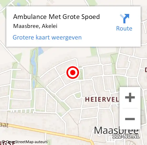 Locatie op kaart van de 112 melding: Ambulance Met Grote Spoed Naar Maasbree, Akelei op 8 oktober 2013 18:12