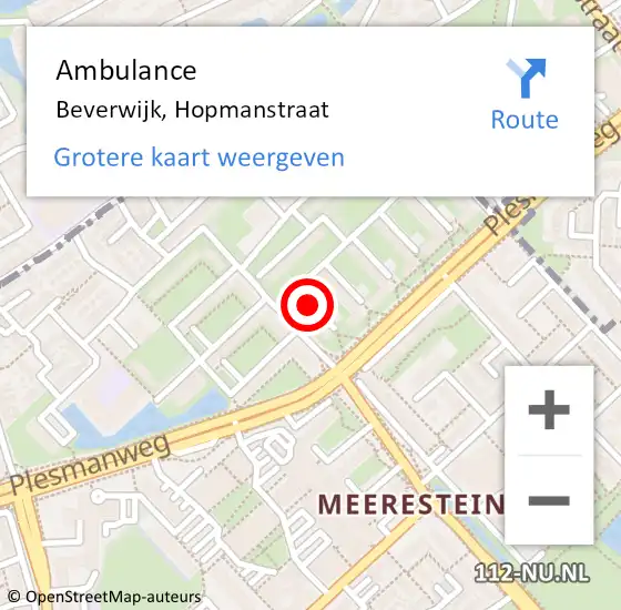 Locatie op kaart van de 112 melding: Ambulance Beverwijk, Hopmanstraat op 28 mei 2022 19:59