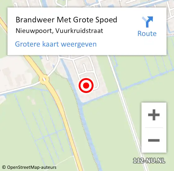 Locatie op kaart van de 112 melding: Brandweer Met Grote Spoed Naar Nieuwpoort, Vuurkruidstraat op 28 mei 2022 20:12