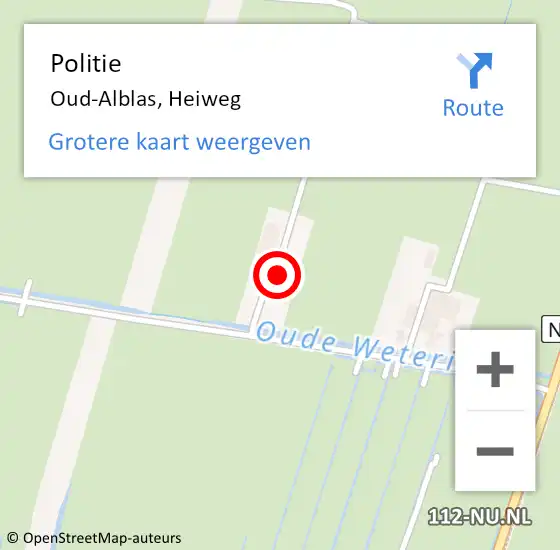 Locatie op kaart van de 112 melding: Politie Oud-Alblas, Heiweg op 28 mei 2022 20:18