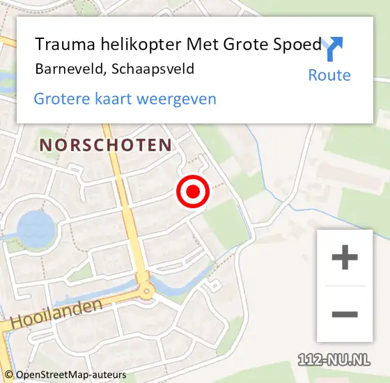 Locatie op kaart van de 112 melding: Trauma helikopter Met Grote Spoed Naar Barneveld, Schaapsveld op 28 mei 2022 21:07