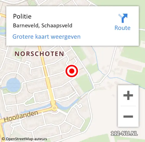 Locatie op kaart van de 112 melding: Politie Barneveld, Schaapsveld op 28 mei 2022 21:08
