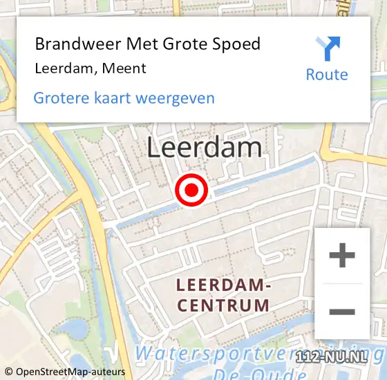 Locatie op kaart van de 112 melding: Brandweer Met Grote Spoed Naar Leerdam, Meent op 28 mei 2022 21:15