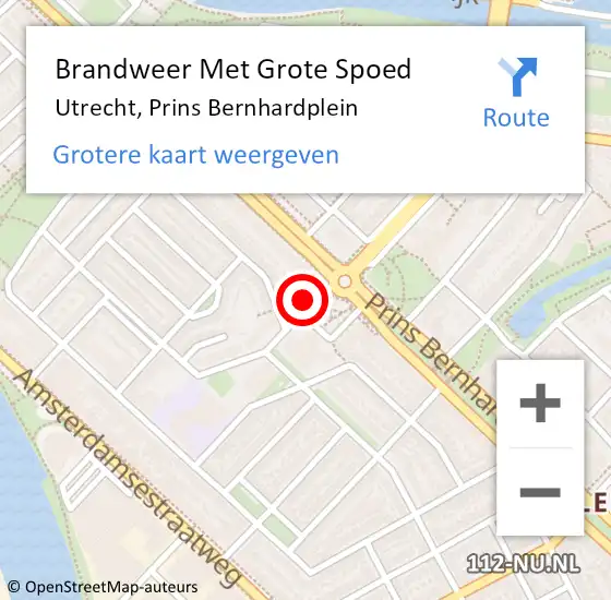 Locatie op kaart van de 112 melding: Brandweer Met Grote Spoed Naar Utrecht, Prins Bernhardplein op 28 mei 2022 21:42