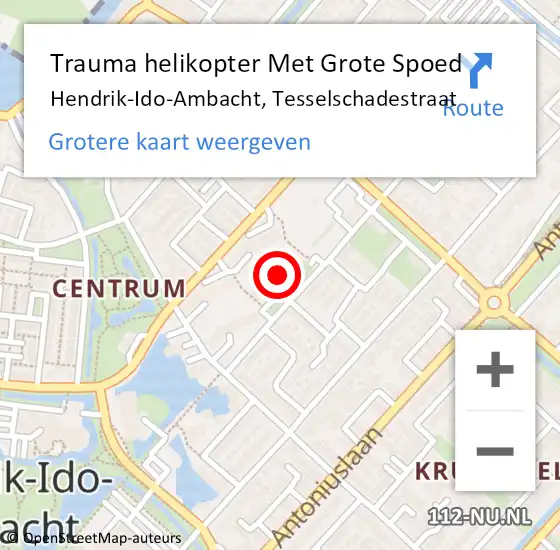 Locatie op kaart van de 112 melding: Trauma helikopter Met Grote Spoed Naar Hendrik-Ido-Ambacht, Tesselschadestraat op 28 mei 2022 21:53