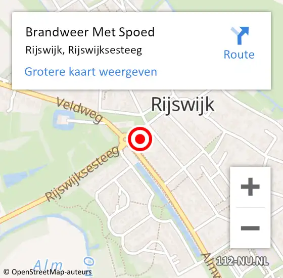 Locatie op kaart van de 112 melding: Brandweer Met Spoed Naar Rijswijk, Rijswijksesteeg op 28 mei 2022 22:07