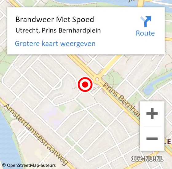 Locatie op kaart van de 112 melding: Brandweer Met Spoed Naar Utrecht, Prins Bernhardplein op 28 mei 2022 22:09