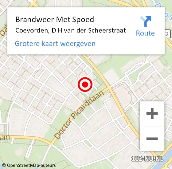 Locatie op kaart van de 112 melding: Brandweer Met Spoed Naar Coevorden, D H van der Scheerstraat op 28 mei 2022 22:12