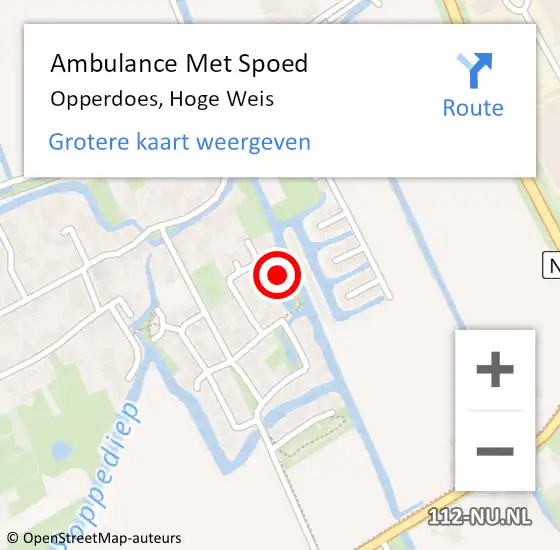 Locatie op kaart van de 112 melding: Ambulance Met Spoed Naar Opperdoes, Hoge Weis op 28 mei 2022 22:14