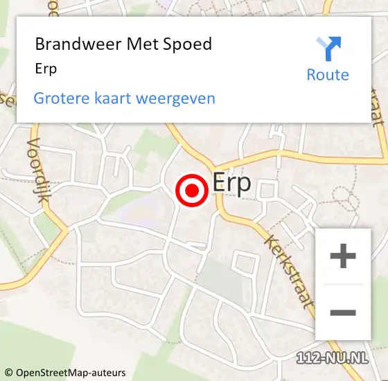 Locatie op kaart van de 112 melding: Brandweer Met Spoed Naar Erp op 28 mei 2022 22:22