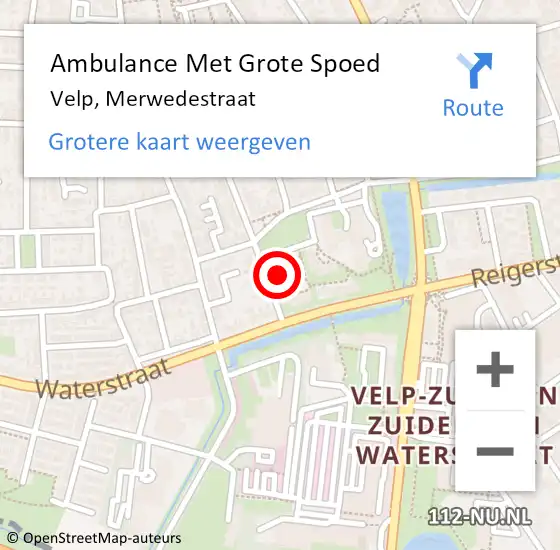 Locatie op kaart van de 112 melding: Ambulance Met Grote Spoed Naar Velp, Merwedestraat op 28 mei 2022 23:05