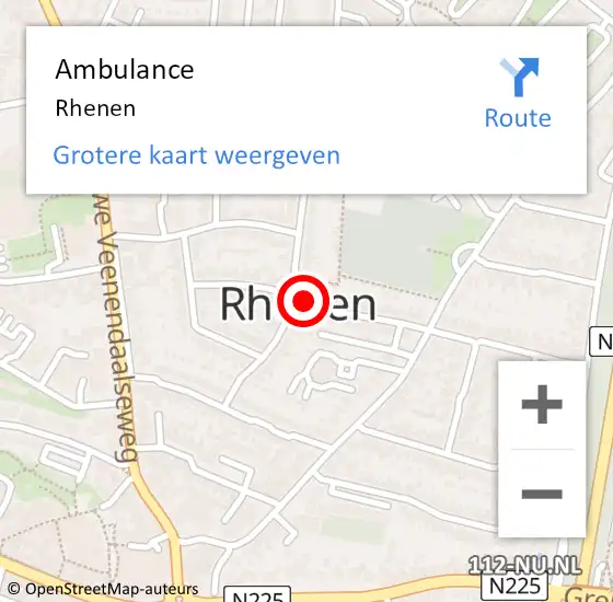 Locatie op kaart van de 112 melding: Ambulance Rhenen op 28 mei 2022 23:08