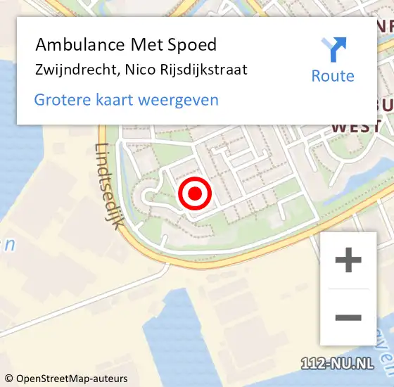 Locatie op kaart van de 112 melding: Ambulance Met Spoed Naar Zwijndrecht, Nico Rijsdijkstraat op 28 mei 2022 23:53