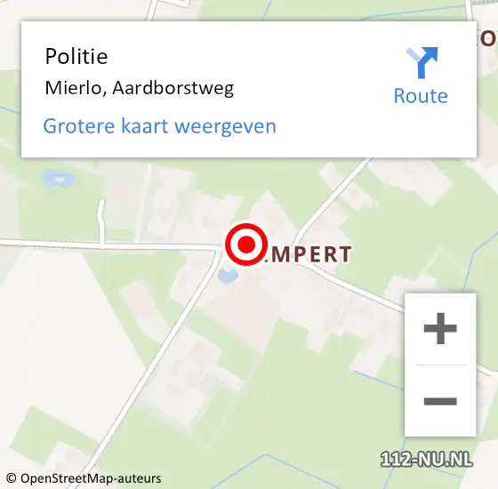 Locatie op kaart van de 112 melding: Politie Mierlo, Aardborstweg op 29 mei 2022 00:19