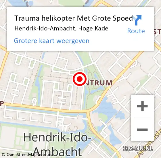 Locatie op kaart van de 112 melding: Trauma helikopter Met Grote Spoed Naar Hendrik-Ido-Ambacht, Hoge Kade op 29 mei 2022 01:05