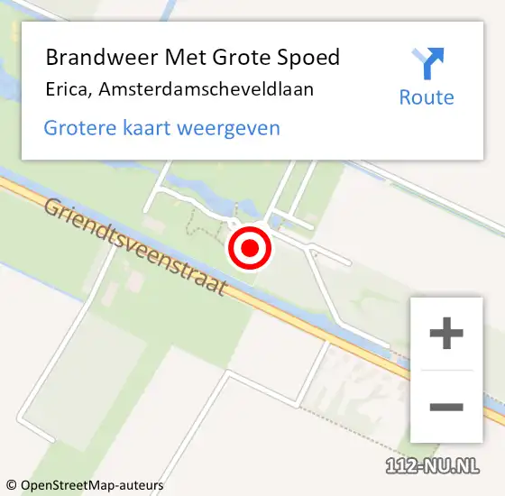 Locatie op kaart van de 112 melding: Brandweer Met Grote Spoed Naar Erica, Amsterdamscheveldlaan op 29 mei 2022 01:15