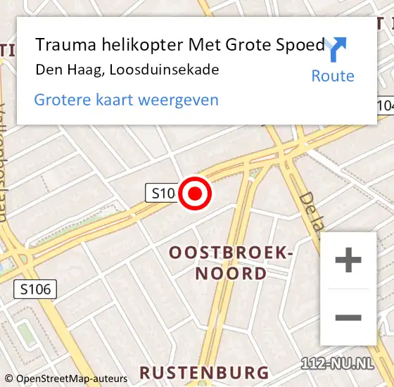 Locatie op kaart van de 112 melding: Trauma helikopter Met Grote Spoed Naar Den Haag, Loosduinsekade op 29 mei 2022 01:30