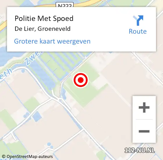 Locatie op kaart van de 112 melding: Politie Met Spoed Naar De Lier, Groeneveld op 29 mei 2022 01:46