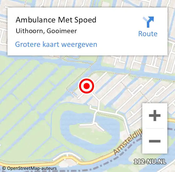 Locatie op kaart van de 112 melding: Ambulance Met Spoed Naar Uithoorn, Gooimeer op 29 mei 2022 02:12