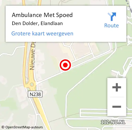 Locatie op kaart van de 112 melding: Ambulance Met Spoed Naar Den Dolder, Elandlaan op 18 juli 2014 16:20