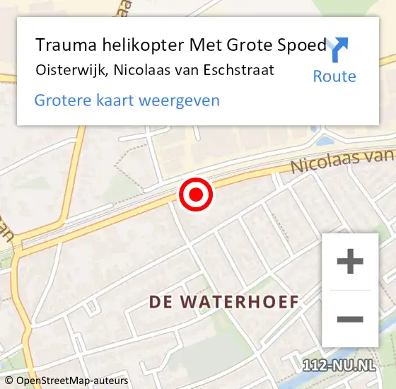 Locatie op kaart van de 112 melding: Trauma helikopter Met Grote Spoed Naar Oisterwijk, Nicolaas van Eschstraat op 29 mei 2022 02:42