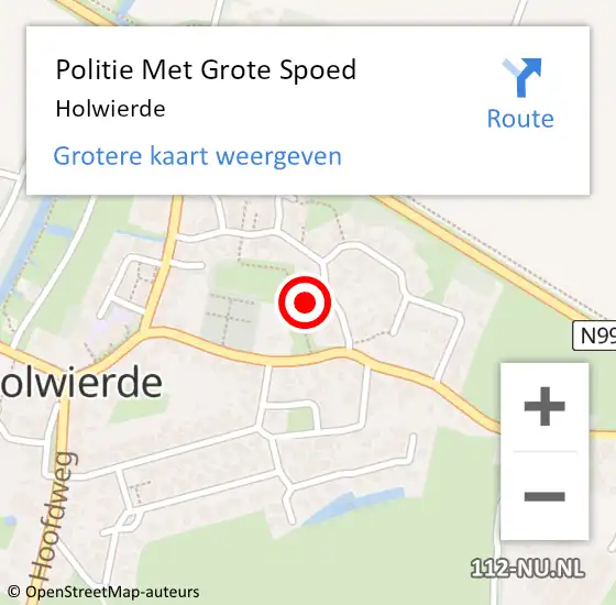 Locatie op kaart van de 112 melding: Politie Met Grote Spoed Naar Holwierde op 29 mei 2022 02:47