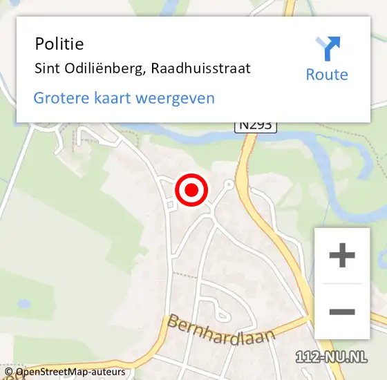 Locatie op kaart van de 112 melding: Politie Sint Odiliënberg, Raadhuisstraat op 29 mei 2022 03:13