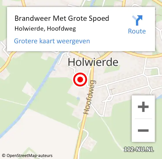Locatie op kaart van de 112 melding: Brandweer Met Grote Spoed Naar Holwierde, Hoofdweg op 29 mei 2022 03:27