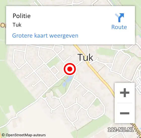 Locatie op kaart van de 112 melding: Politie Tuk op 29 mei 2022 04:44