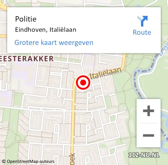 Locatie op kaart van de 112 melding: Politie Eindhoven, Italiëlaan op 29 mei 2022 04:52