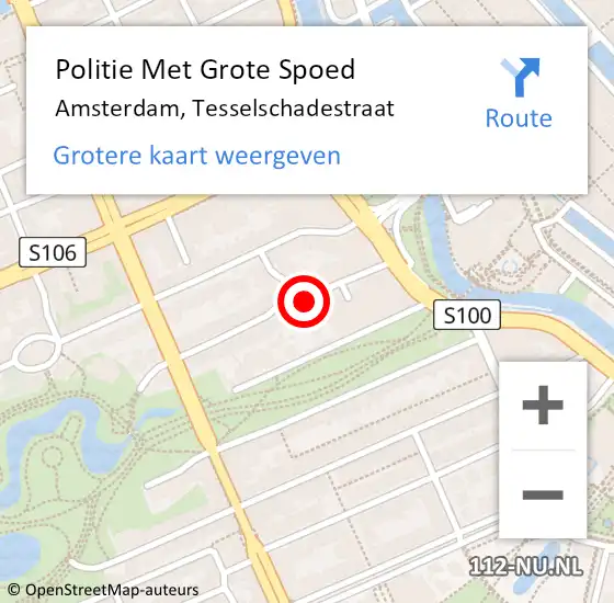 Locatie op kaart van de 112 melding: Politie Met Grote Spoed Naar Amsterdam, Tesselschadestraat op 29 mei 2022 04:54