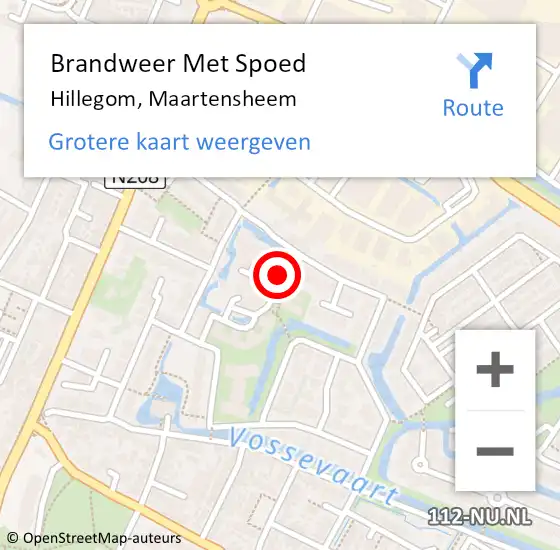 Locatie op kaart van de 112 melding: Brandweer Met Spoed Naar Hillegom, Maartensheem op 29 mei 2022 05:00