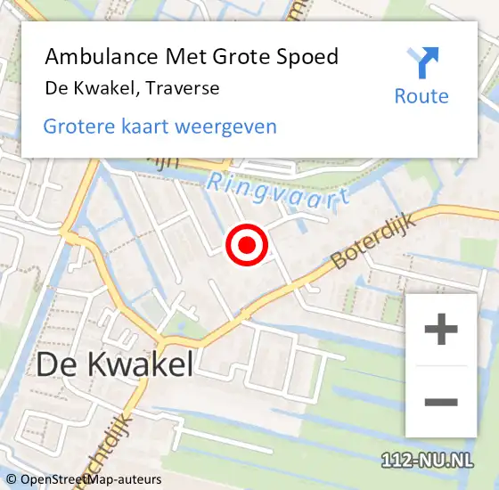 Locatie op kaart van de 112 melding: Ambulance Met Grote Spoed Naar De Kwakel, Traverse op 29 mei 2022 05:19