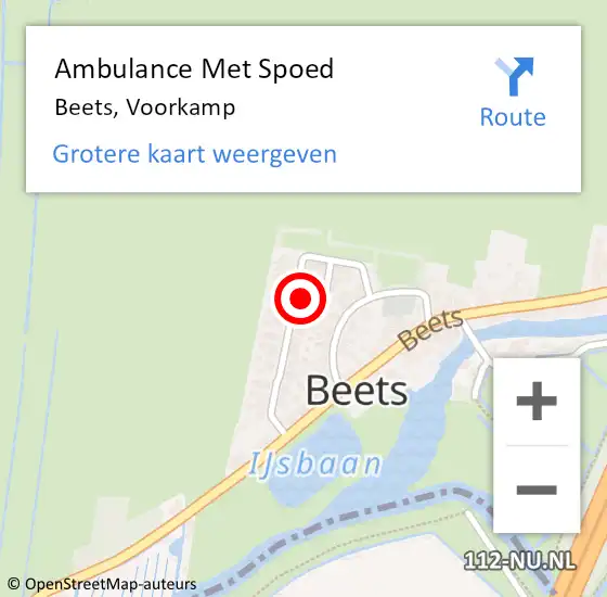 Locatie op kaart van de 112 melding: Ambulance Met Spoed Naar Beets, Voorkamp op 29 mei 2022 05:47