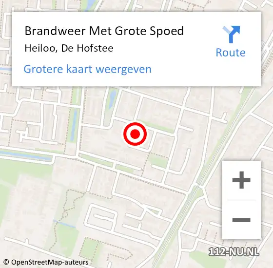 Locatie op kaart van de 112 melding: Brandweer Met Grote Spoed Naar Heiloo, De Hofstee op 29 mei 2022 05:53