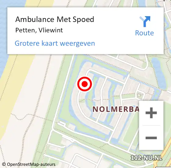 Locatie op kaart van de 112 melding: Ambulance Met Spoed Naar Petten, Vliewint op 29 mei 2022 06:37