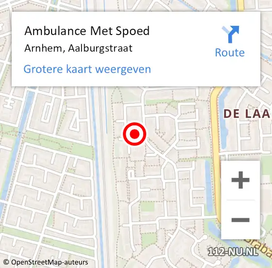 Locatie op kaart van de 112 melding: Ambulance Met Spoed Naar Arnhem, Aalburgstraat op 29 mei 2022 07:01