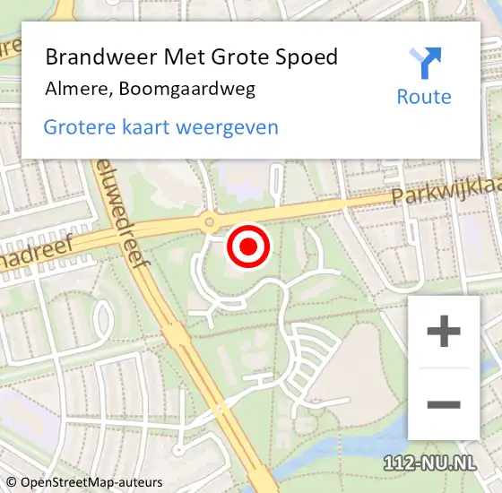 Locatie op kaart van de 112 melding: Brandweer Met Grote Spoed Naar Almere, Boomgaardweg op 29 mei 2022 07:19