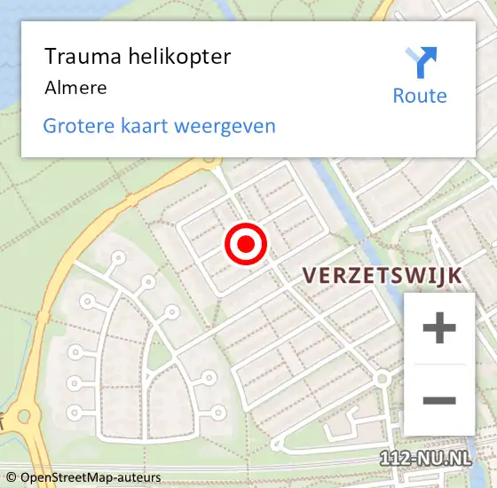 Locatie op kaart van de 112 melding: Trauma helikopter Almere op 29 mei 2022 07:25