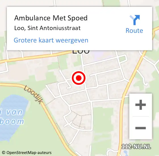 Locatie op kaart van de 112 melding: Ambulance Met Spoed Naar Loo, Sint Antoniusstraat op 29 mei 2022 07:58