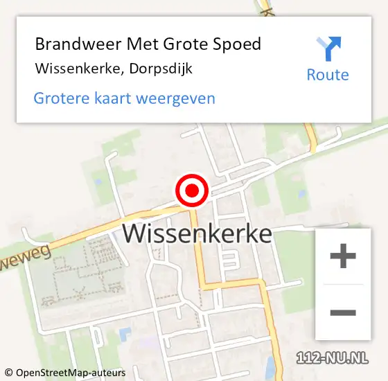 Locatie op kaart van de 112 melding: Brandweer Met Grote Spoed Naar Wissenkerke, Dorpsdijk op 29 mei 2022 08:31