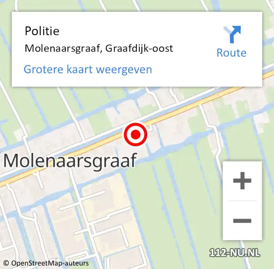 Locatie op kaart van de 112 melding: Politie Molenaarsgraaf, Graafdijk-oost op 29 mei 2022 08:47