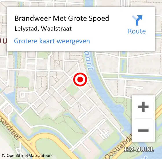 Locatie op kaart van de 112 melding: Brandweer Met Grote Spoed Naar Lelystad, Waalstraat op 29 mei 2022 08:49