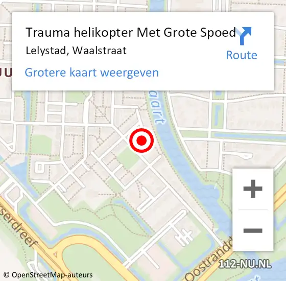 Locatie op kaart van de 112 melding: Trauma helikopter Met Grote Spoed Naar Lelystad, Waalstraat op 29 mei 2022 08:50