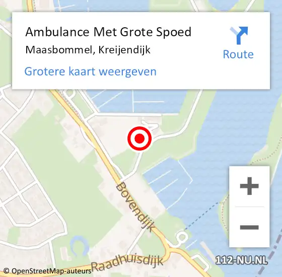 Locatie op kaart van de 112 melding: Ambulance Met Grote Spoed Naar Maasbommel, Kreijendijk op 29 mei 2022 08:56