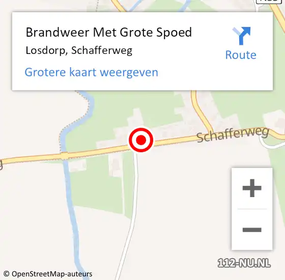 Locatie op kaart van de 112 melding: Brandweer Met Grote Spoed Naar Losdorp, Schafferweg op 29 mei 2022 08:59