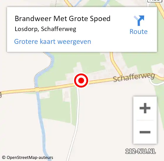 Locatie op kaart van de 112 melding: Brandweer Met Grote Spoed Naar Losdorp, Schafferweg op 29 mei 2022 09:01